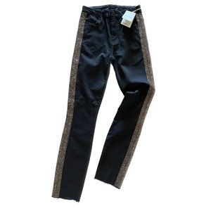 MOTHER New Looker Ankle Black Guilty Flash Jeans w/Tuxedo Beaded Stripe, Size 24